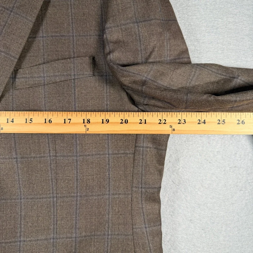Joseph & Feiss Gold Men 44R Brown Windowpane 100% Wool Classic Fit Blazer Jacket